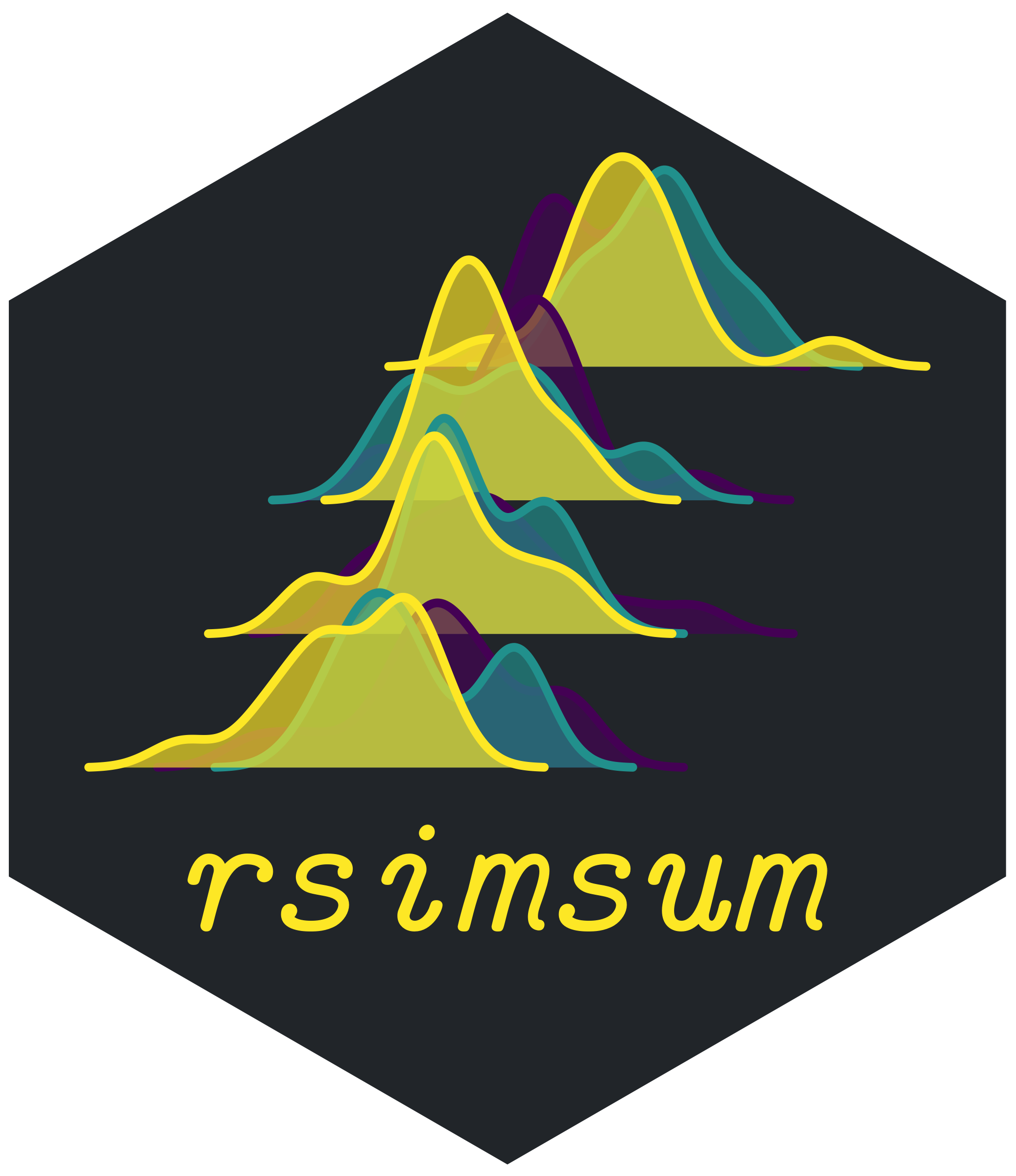 Hex logo of the {rsimsum} R package.